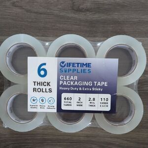 Lifetime Supplies Clear Packaging Tape 6-Pack Heavy Duty 2" 110 Y